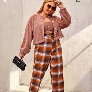 Cropped fuzzy cardigan with tube top